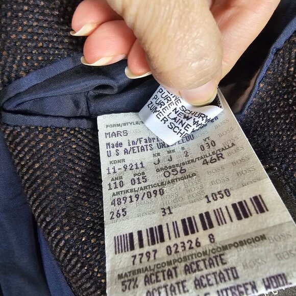 Hugo Boss Neiman Marcus Wool Blazer 46R Brown Ventless Office Quiet Luxury USA - Picture 8 of 15